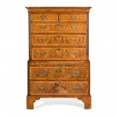 GEORGE II WALNUT CHEST-ON-CHES