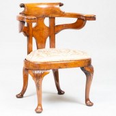 GEORGE II WALNUT READING ARMCH