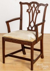 GEORGE III CARVED MAHOGANY ARM