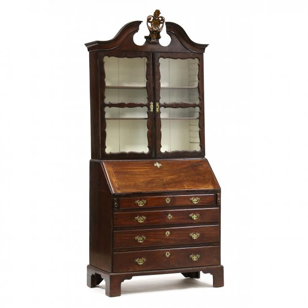 GEORGE III CARVED MAHOGANY BUREAU