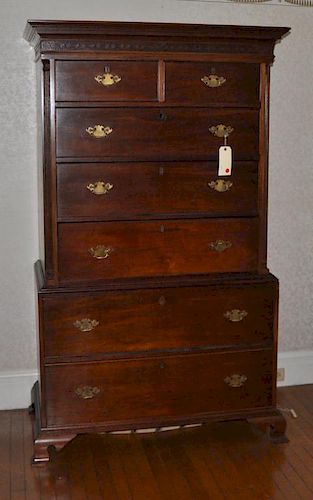 GEORGE III CARVED MAHOGANY CHEST ON