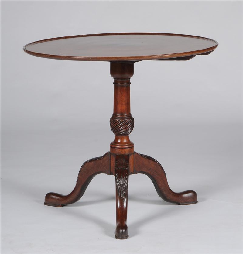 GEORGE III CARVED MAHOGANY TRIPOD