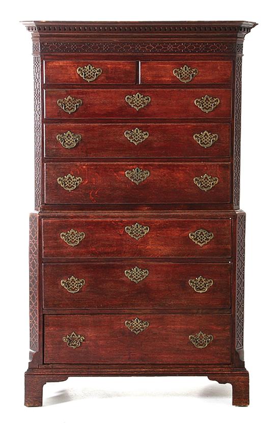 George III carved oak chest on