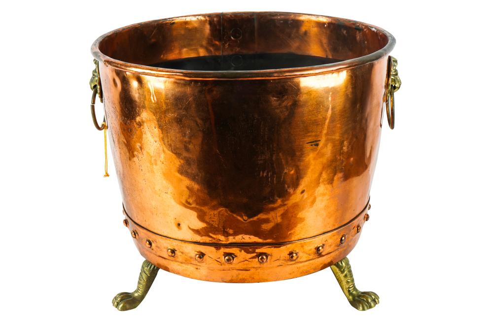 GEORGE III COPPER LOG BINwith label