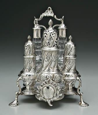 George III English silver cruet,