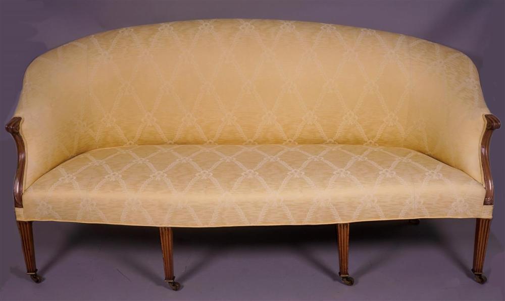 GEORGE III FADED MAHOGANY SETTEE,
