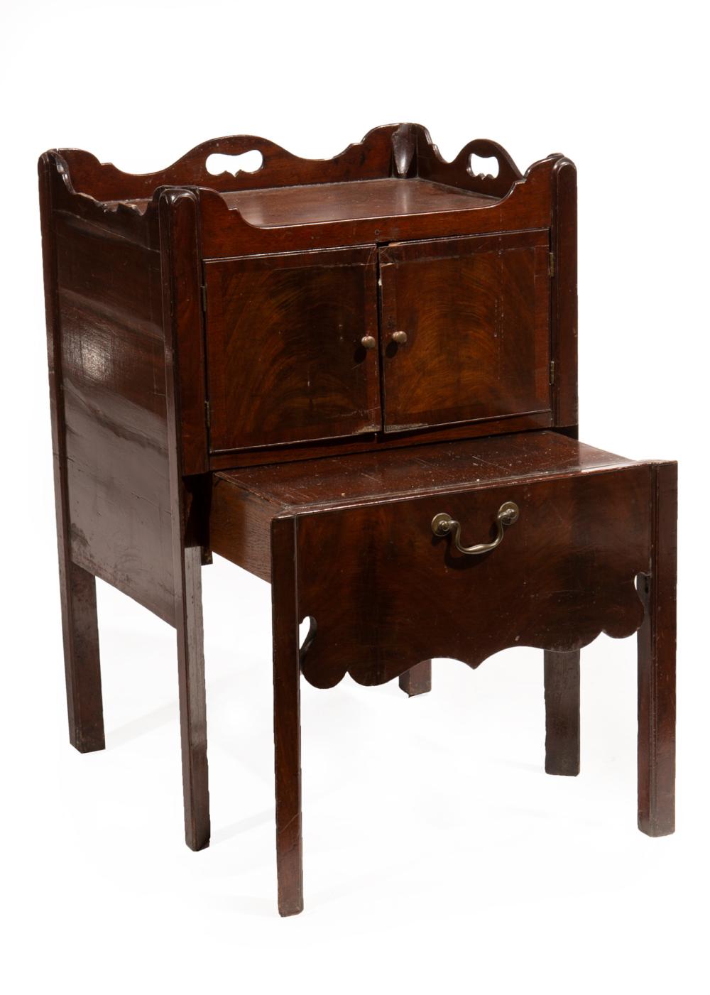 GEORGE III FIGURED MAHOGANY BEDSIDE