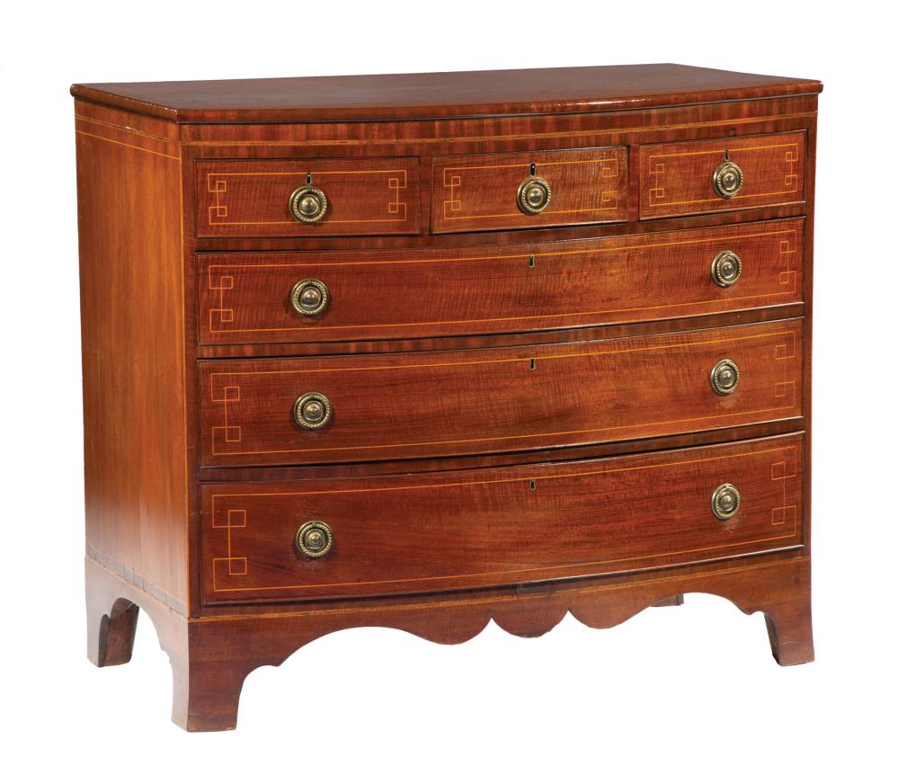 GEORGE III INLAID MAHOGANY CHEST OF