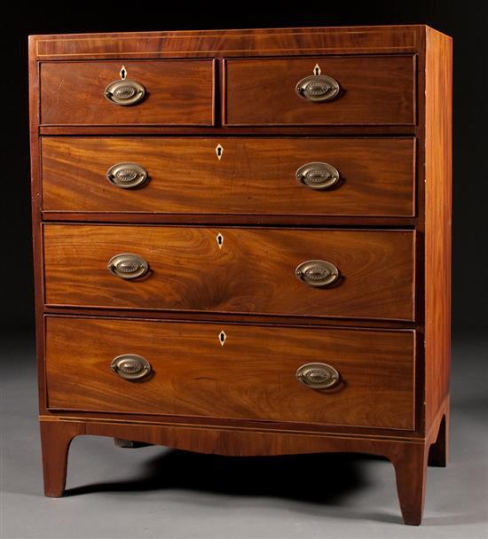 George III inlaid mahogany chest of