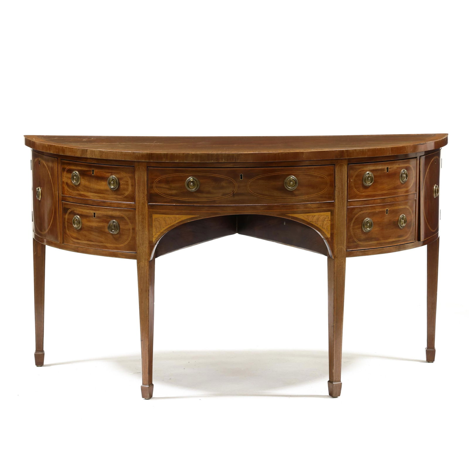 GEORGE III INLAID MAHOGANY DEMILUNE