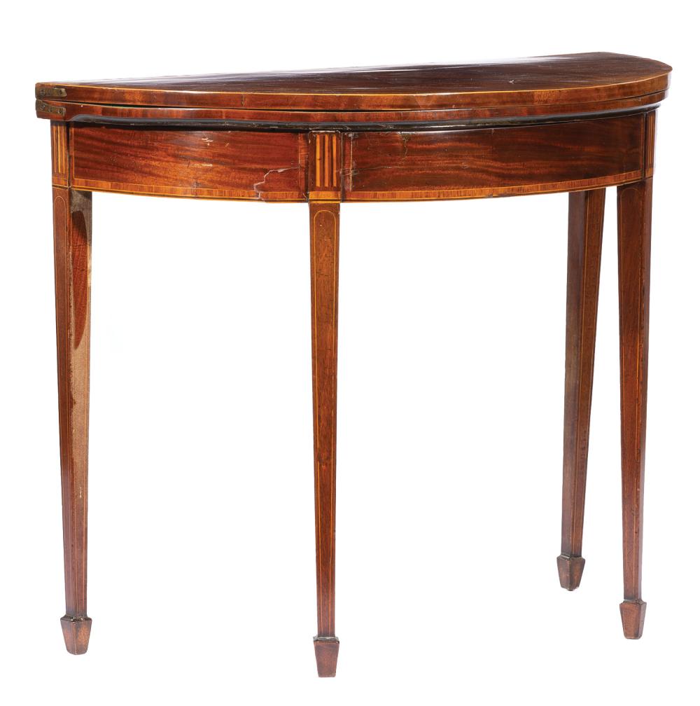 GEORGE III INLAID MAHOGANY DEMILUNE