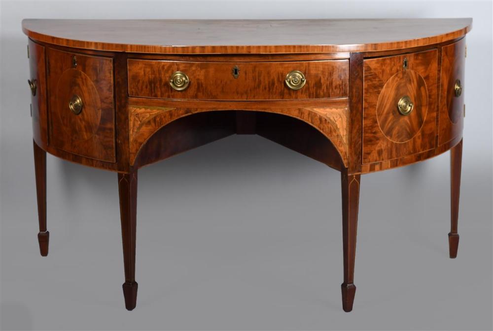 GEORGE III INLAID MAHOGANY DEMILUNE