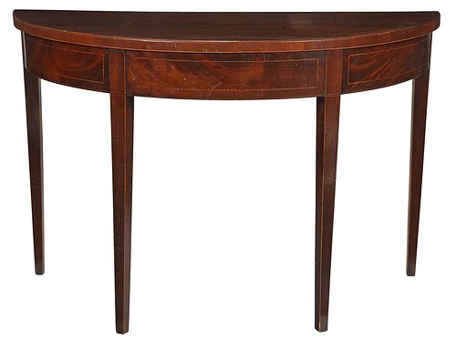 GEORGE III INLAID MAHOGANY DEMILUNE