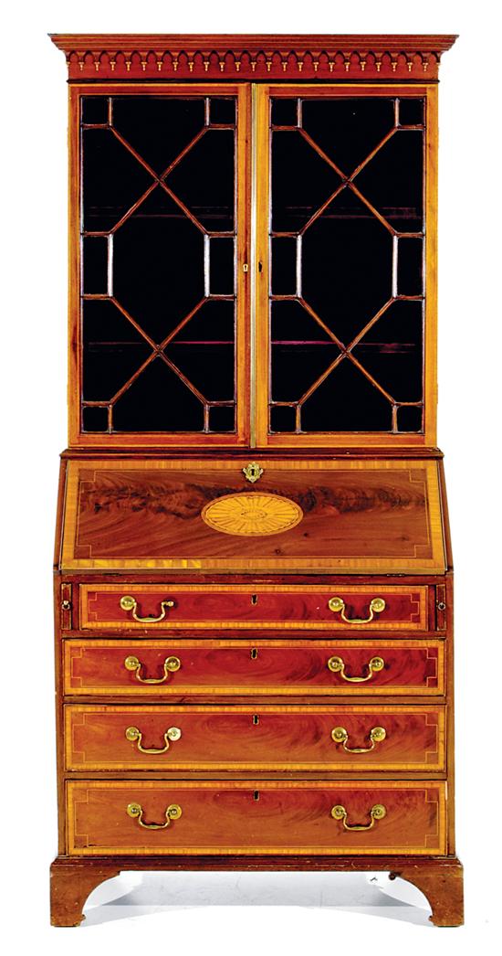 George III inlaid mahogany desk and