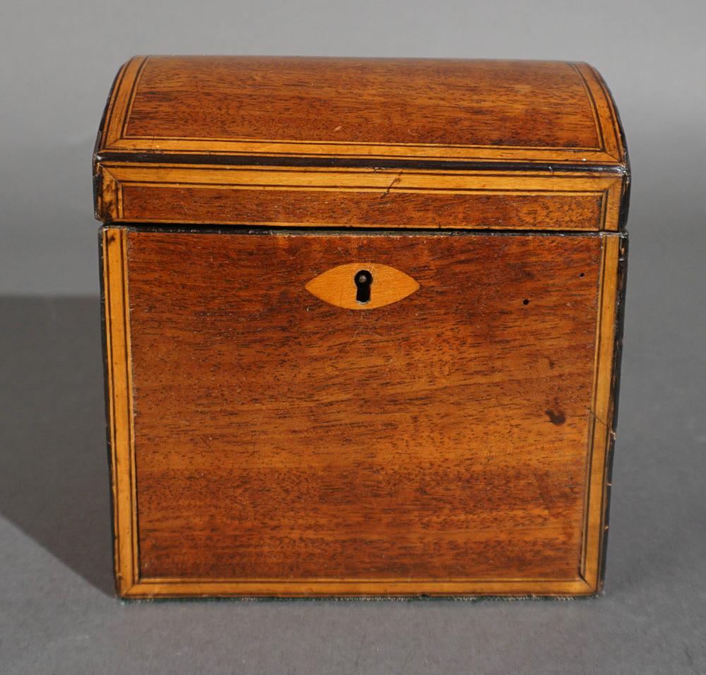 GEORGE III INLAID MAHOGANY DOME TOP
