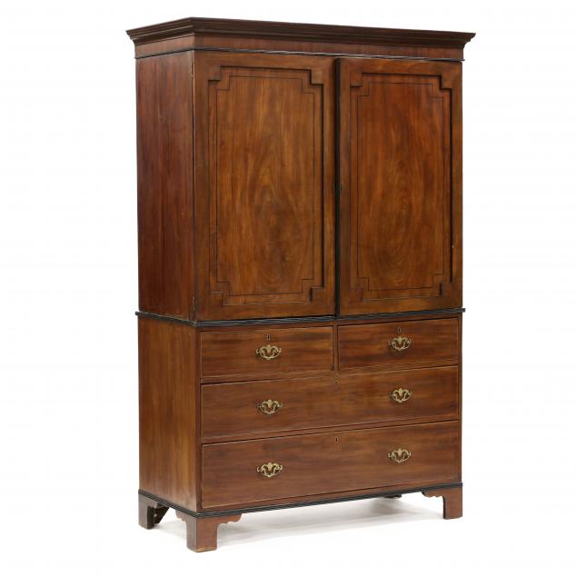 GEORGE III INLAID MAHOGANY LINEN