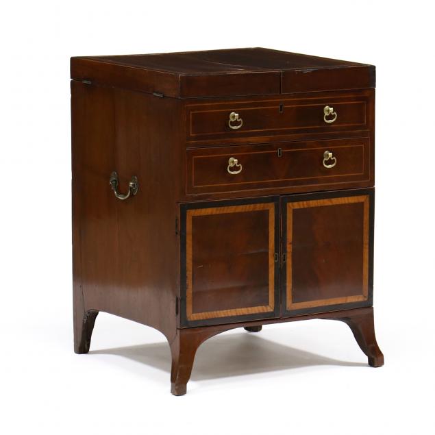 GEORGE III INLAID MAHOGANY POT