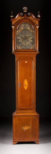 George III inlaid oak tall-cas