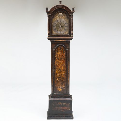 GEORGE III JAPANNED TALLCASE CLOCK,