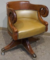 GEORGE III MAHOGANY AND LEATHE