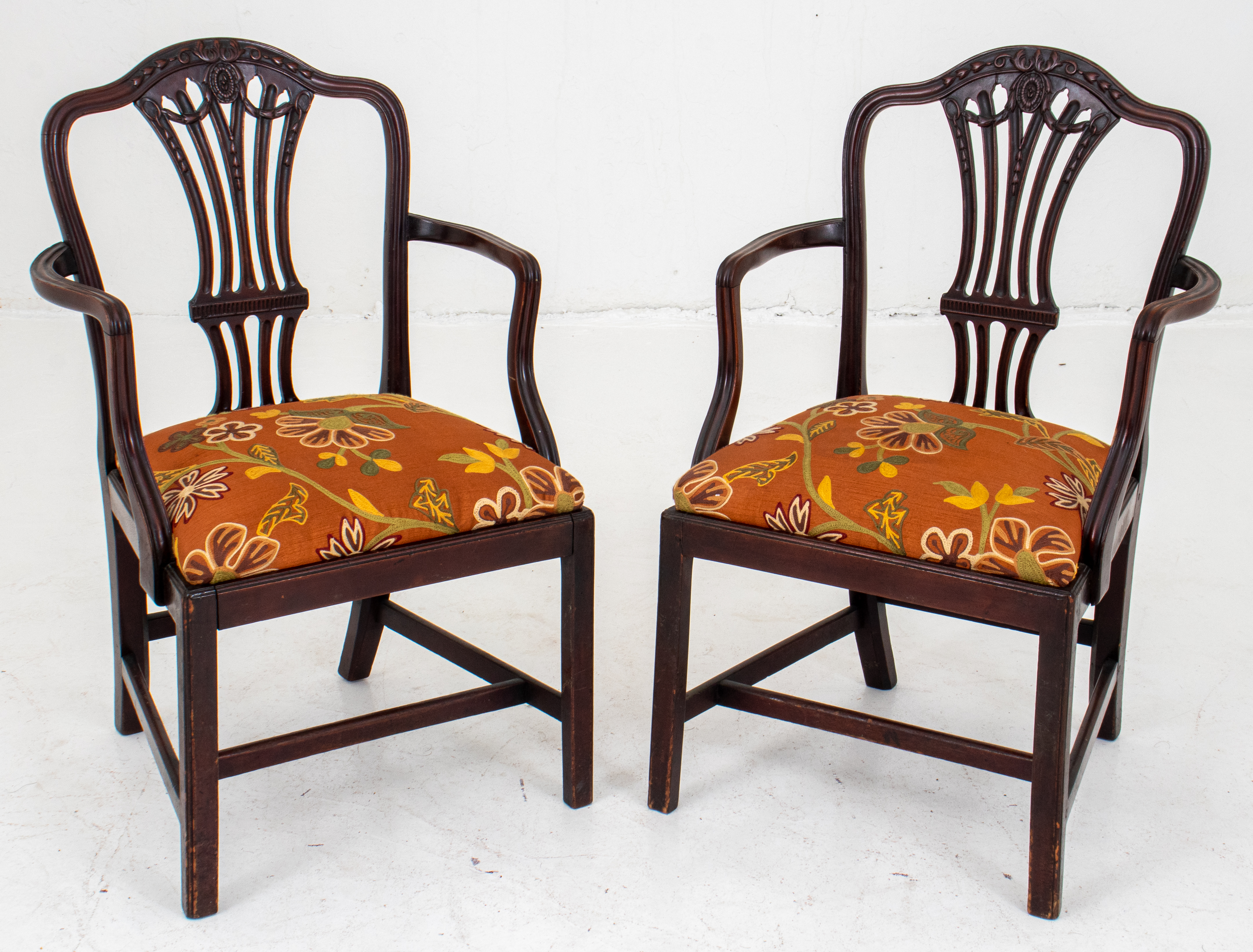 GEORGE III MAHOGANY ARMCHAIRS,