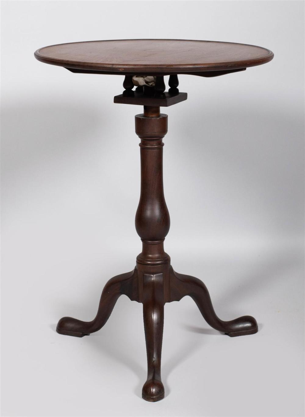 GEORGE III MAHOGANY "BIRDCAGE" TILT