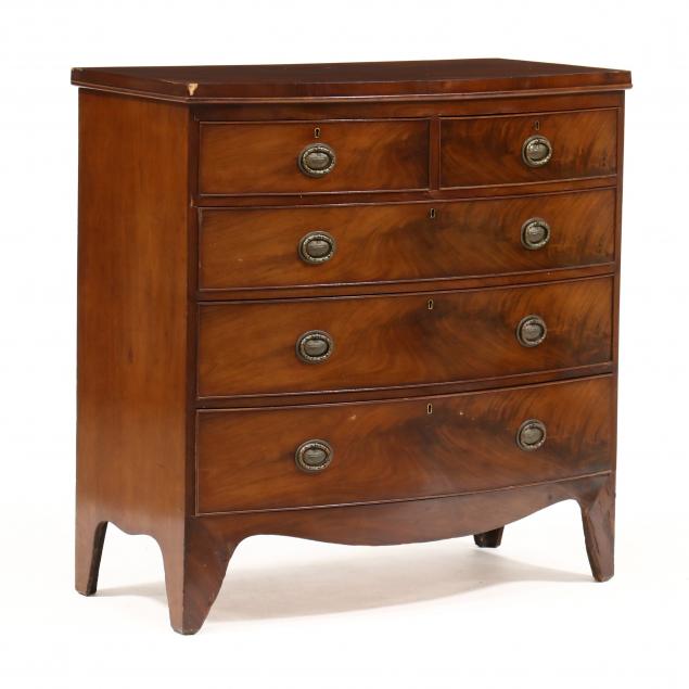 GEORGE III MAHOGANY BOW FRONT CHEST