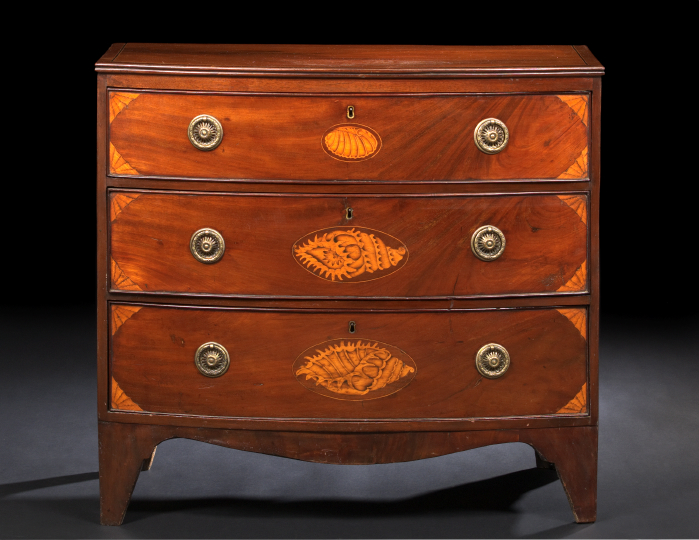George III Mahogany Bowfront Chest,