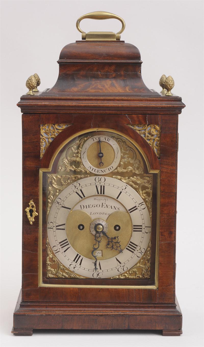 GEORGE III MAHOGANY BRACKET CLOCK