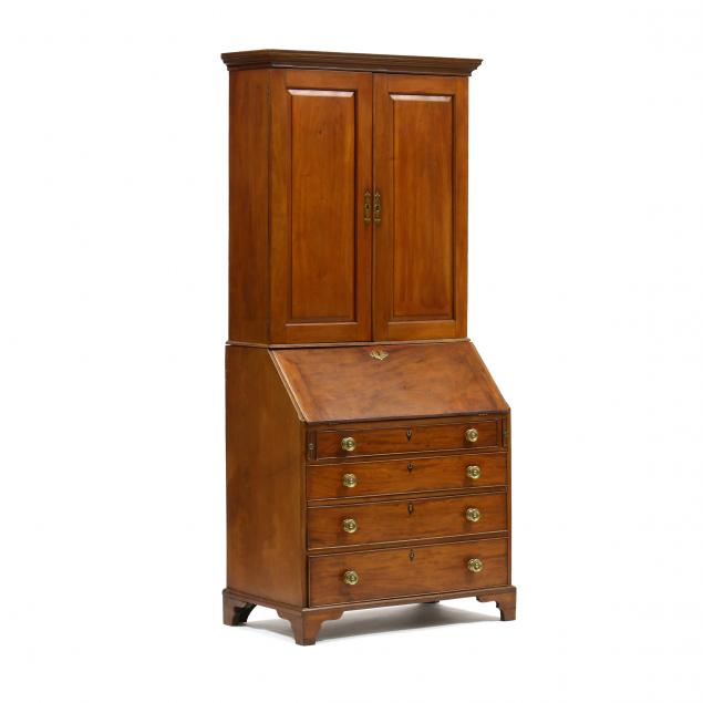 GEORGE III MAHOGANY BUREAU BOOKCASE