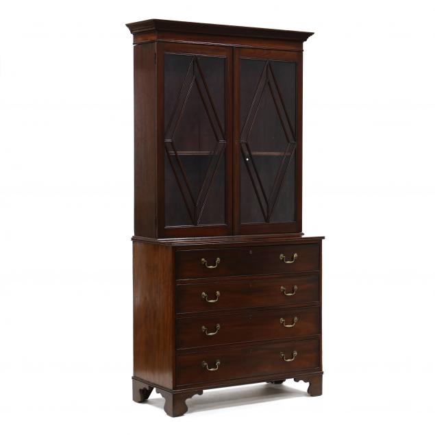 GEORGE III MAHOGANY BUREAU BOOKCASE