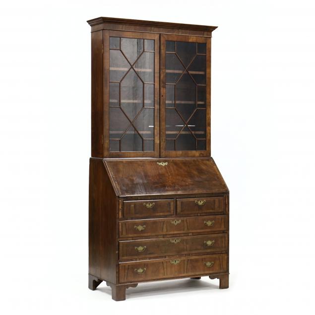 GEORGE III MAHOGANY BUREAU BOOKCASE