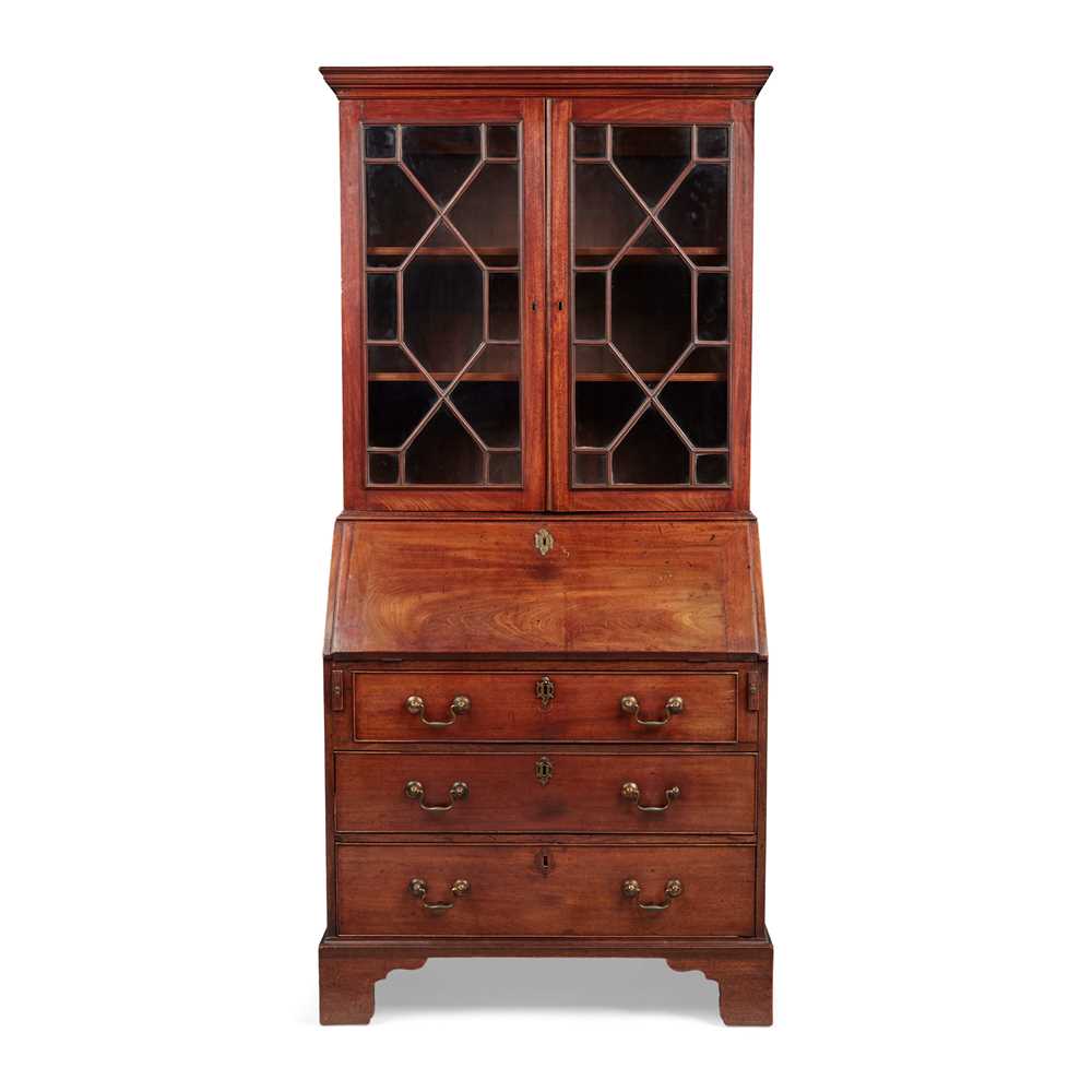 GEORGE III MAHOGANY BUREAU BOOKCASE
