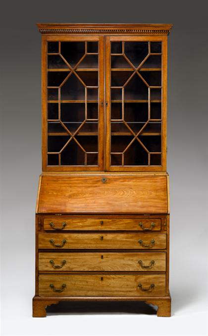 George III mahogany bureau bookcase