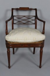 GEORGE III MAHOGANY CANED SEAT