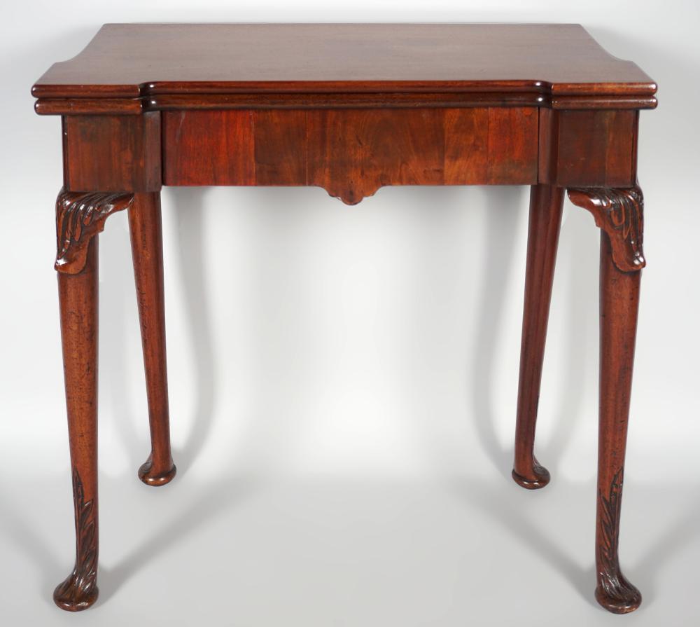 GEORGE III MAHOGANY CARD TABLE,