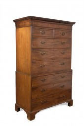 GEORGE III MAHOGANY CHEST ON C