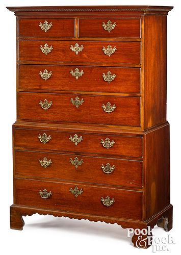 GEORGE III MAHOGANY CHEST ON CHEST,