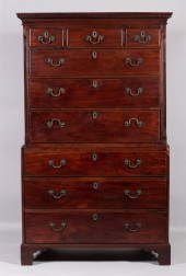 GEORGE III MAHOGANY CHEST ON C
