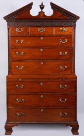 GEORGE III MAHOGANY CHEST ON C