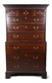 GEORGE III MAHOGANY CHEST ON C