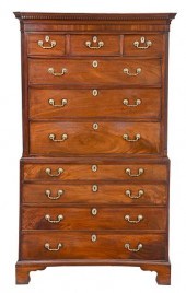 GEORGE III MAHOGANY CHEST ON C