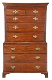 GEORGE III MAHOGANY CHEST ON C