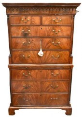 GEORGE III MAHOGANY CHEST ON C