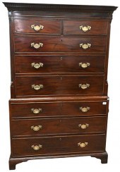 GEORGE III MAHOGANY CHEST ON C