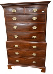 GEORGE III MAHOGANY CHEST ON C