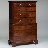 GEORGE III MAHOGANY CHEST ON C