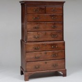 GEORGE III MAHOGANY CHEST ON C