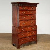 GEORGE III MAHOGANY CHEST-ON-C