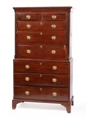 GEORGE III MAHOGANY CHEST-ON-C